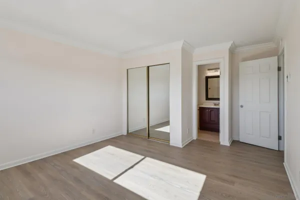 an empty room with closet