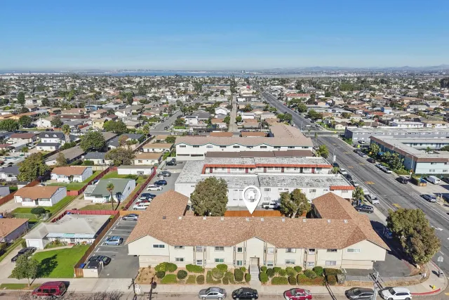 an aerial view of a city
