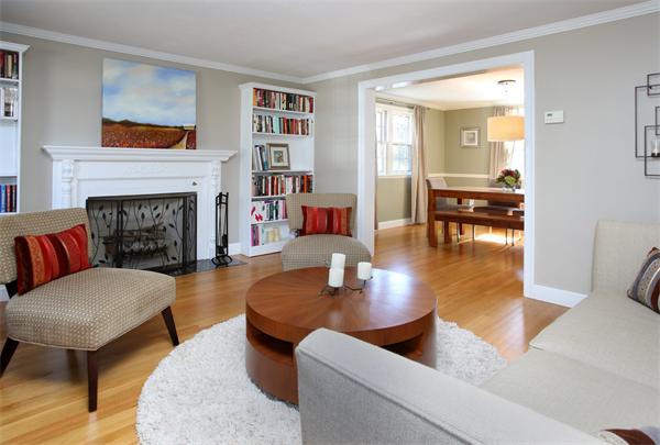 27 Haven Road Wellesley, MA 02481 - Photo 2 of 10 a living room with furniture and a fireplace