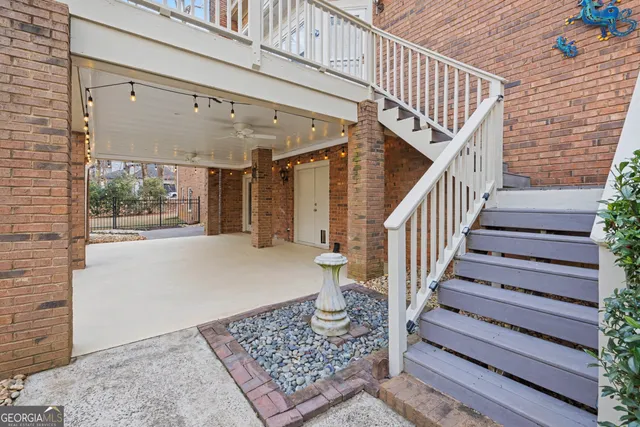 an aerial view of houses with outdoor space