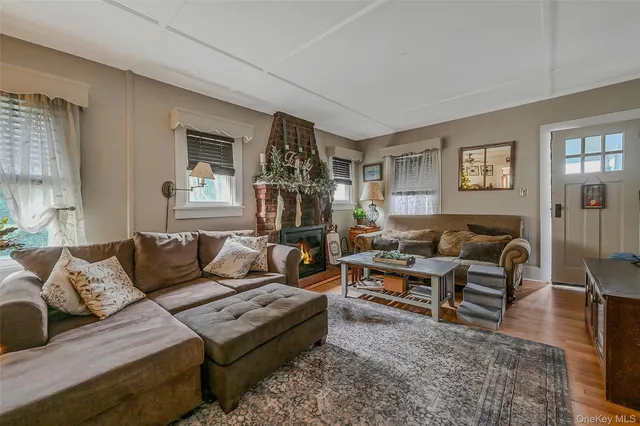 a living room with furniture and a couch