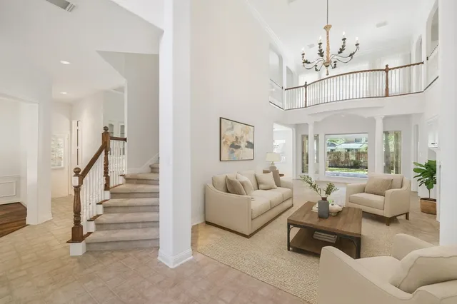 a living room with furniture