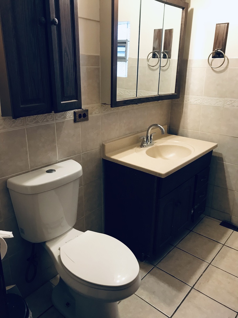 3246 West 65th Street Chicago, IL 60629 - Photo 18 of 50 a bathroom with a toilet a sink and mirror