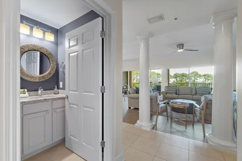 a room with furniture and a gate