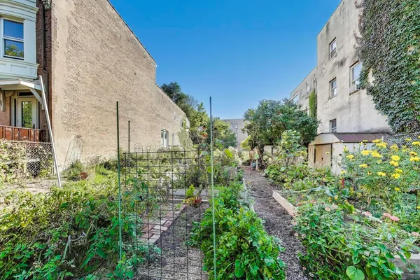 a view of a garden with pathway