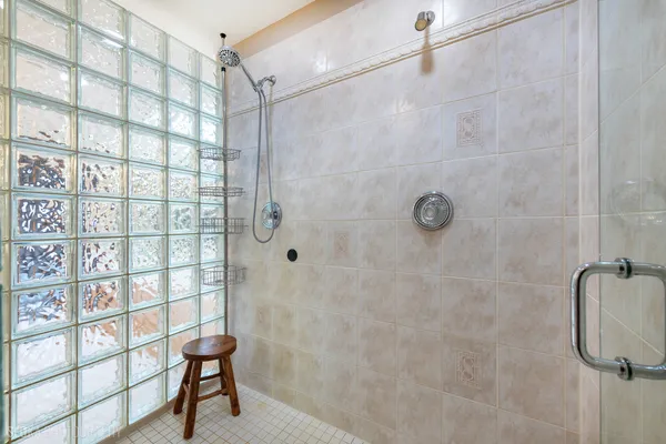a bathroom with a shower