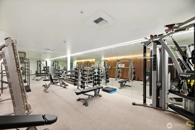 a view of a room with gym equipment