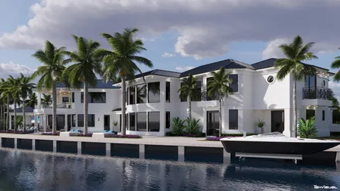 a view of house with swimming pool and outdoor seating