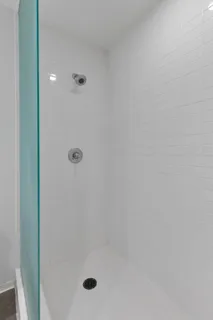 a bathroom with a bathtub