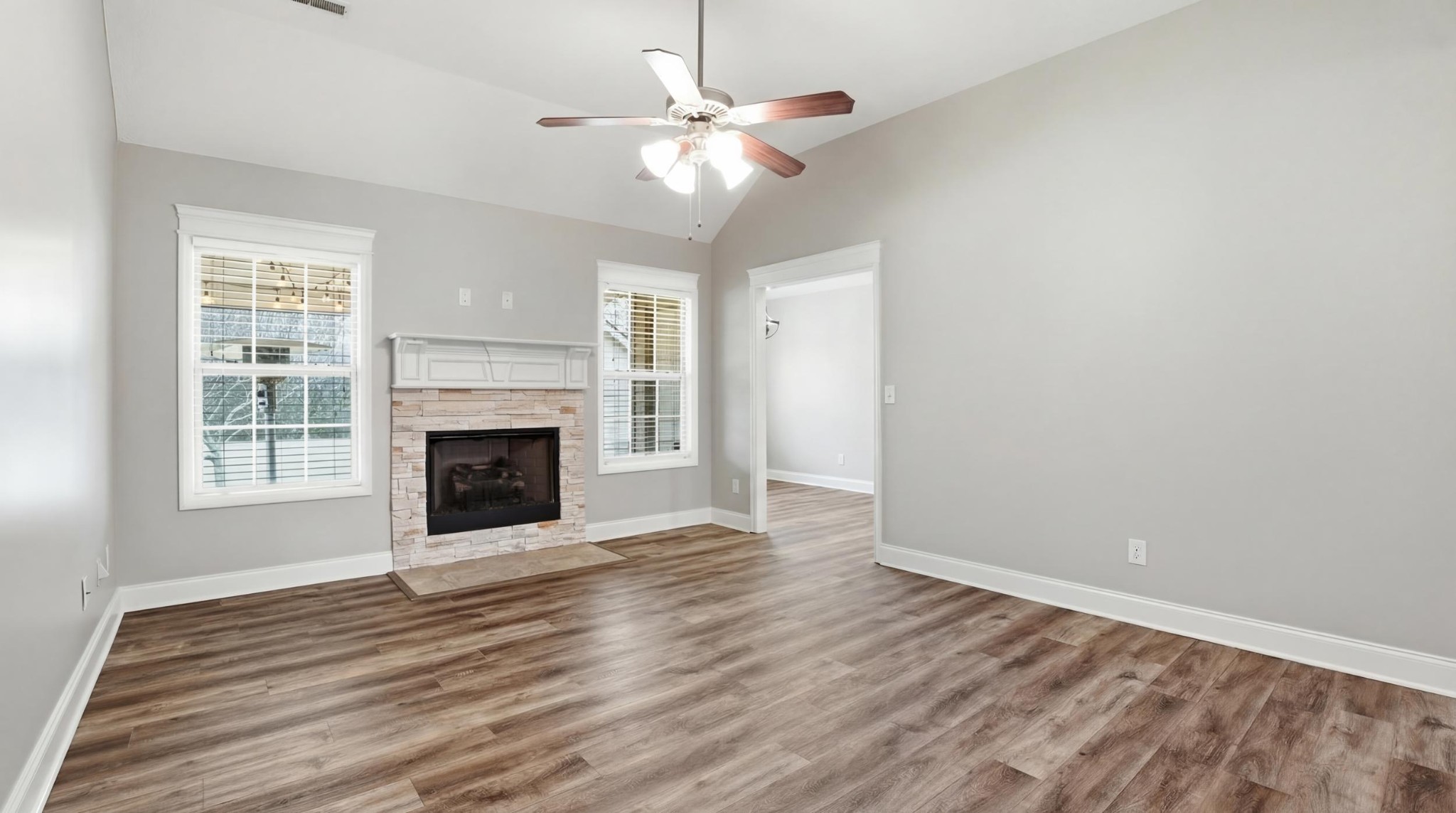 2422 Turtle Trace Murfreesboro, TN 37127 - Photo 2 of 38 wooden floor fireplace and windows in an empty room