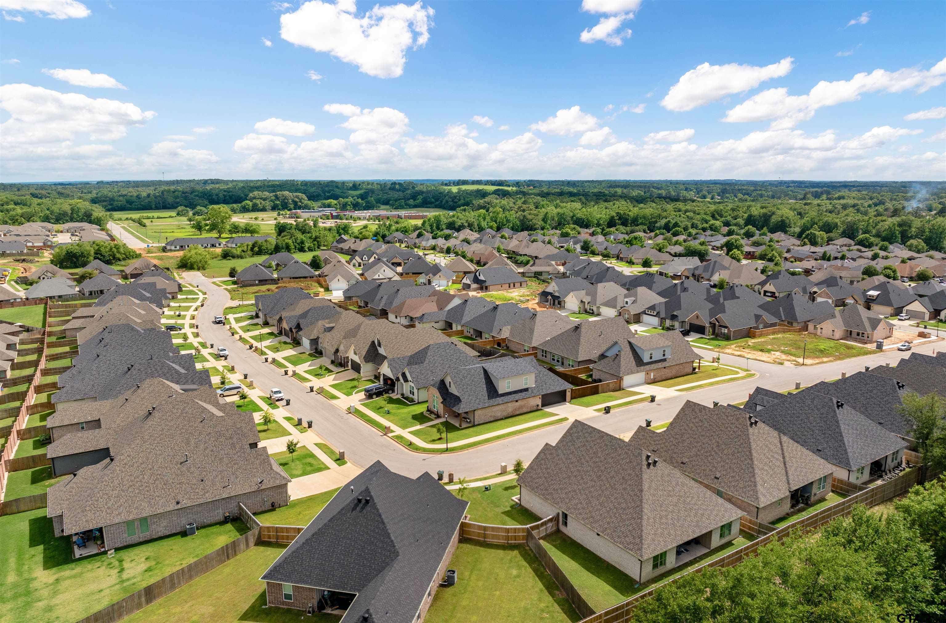3057 Guinn Farms Road Tyler, TX 75707 - Photo 31 of 32 an aerial view of residential houses with outdoor space and trees