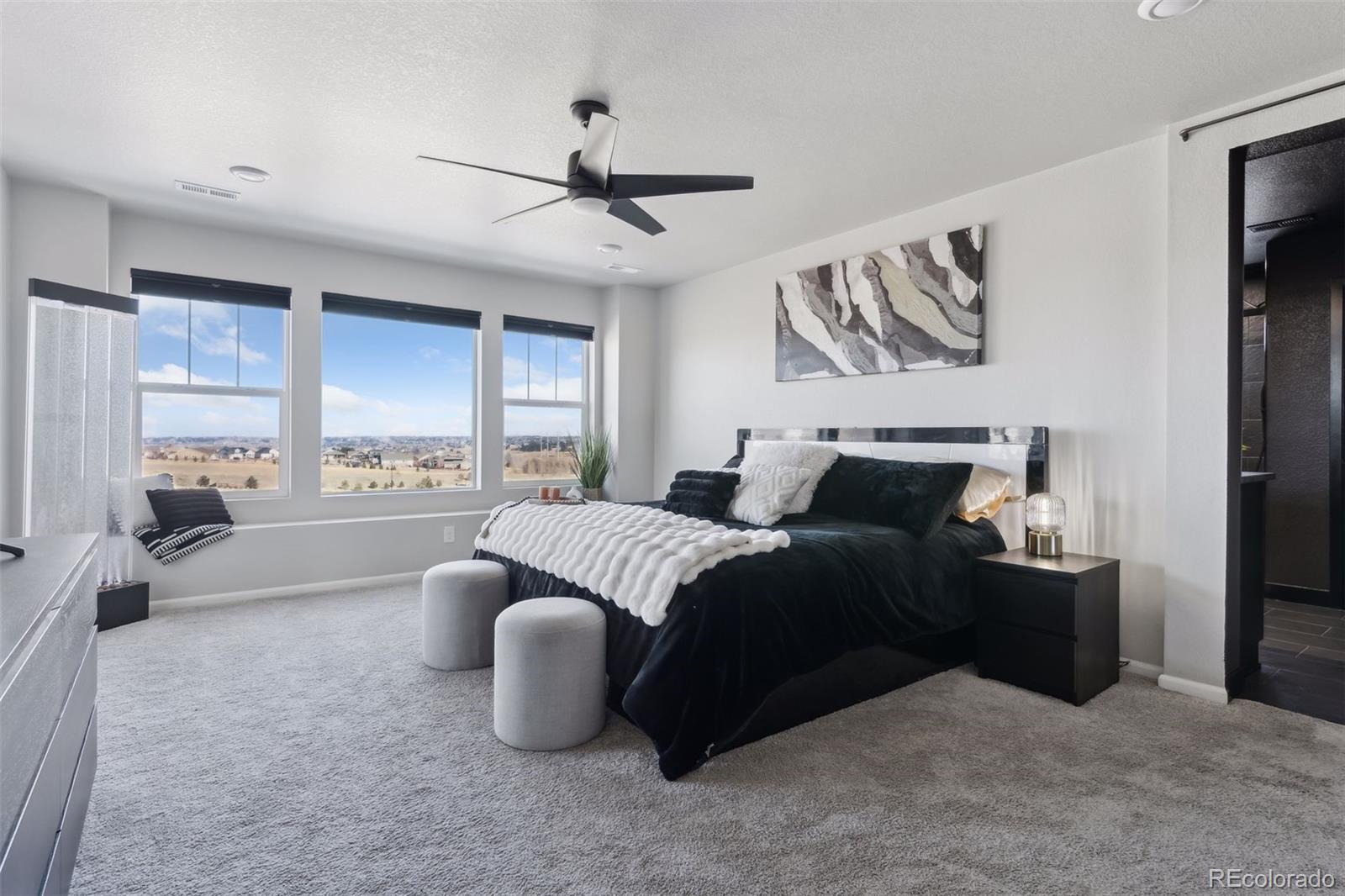 23913 East Minnow Circle Aurora, CO 80016 - Photo 34 of 49 a bedroom with a bed and glass window