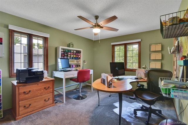 a workspace with furniture