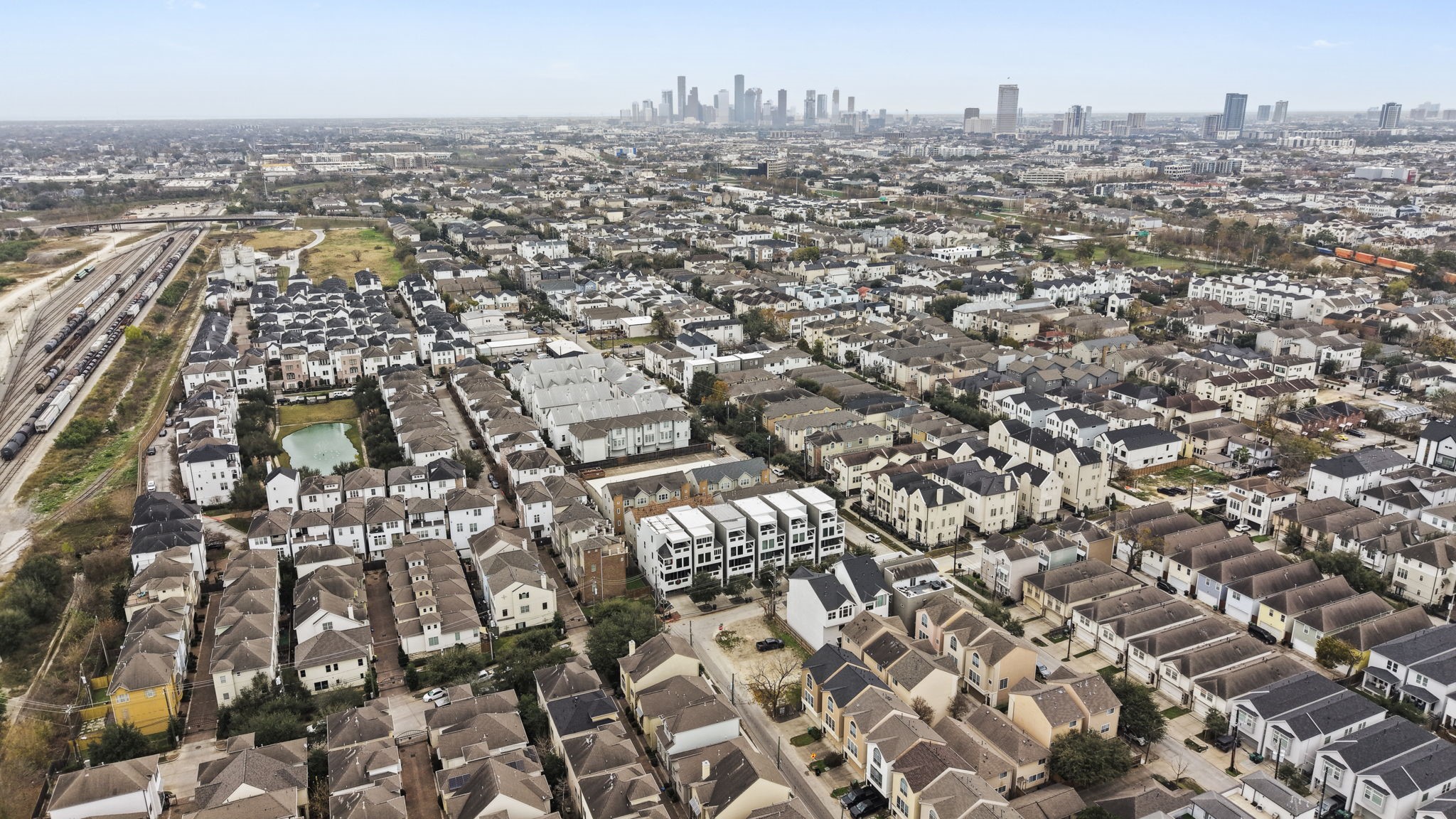 5807 Katy Street Houston, TX 77007 - Photo 29 of 37 Look at that view! This shot reveals the property's incredible proximity to the downtown skyline. Future residents will enjoy breathtaking city views, making this a top-tier location for luxury vertical living.