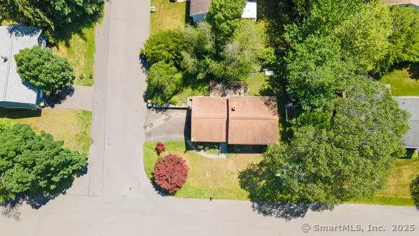 an aerial view of a house