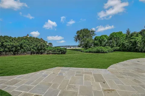 a view of a golf course with a garden