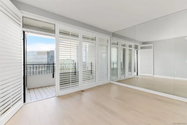 an empty room with windows