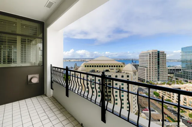 a view of city from a balcony