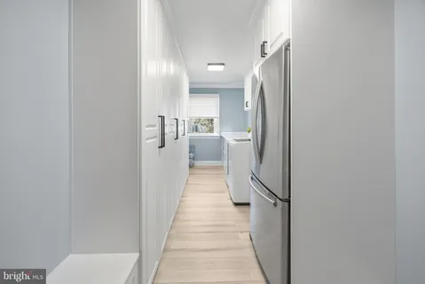 a view of a hallway with a couch