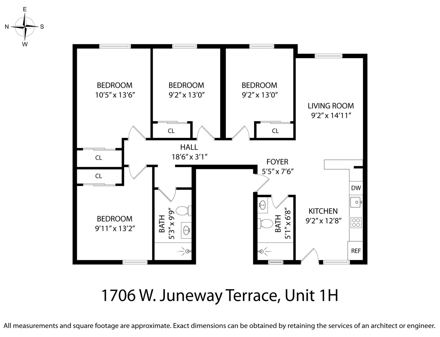 1706 West Juneway Terrace, Unit 1H Chicago, IL 60626 - Photo 14 of 17 a picture of a floor plan