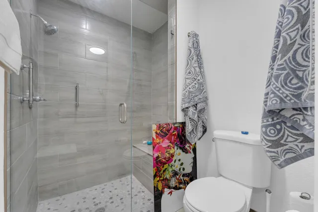 a white toilet sitting next to a shower curtain