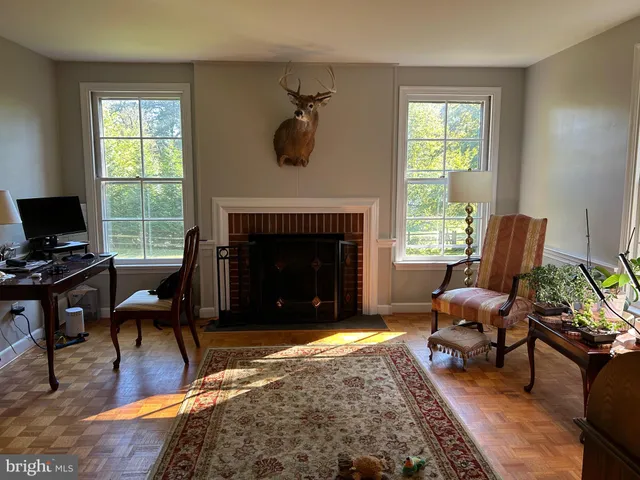 a living room with furniture rug and a fireplace