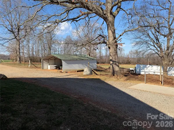 a view of a yard and tree