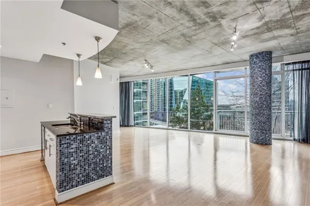 a living room with furniture