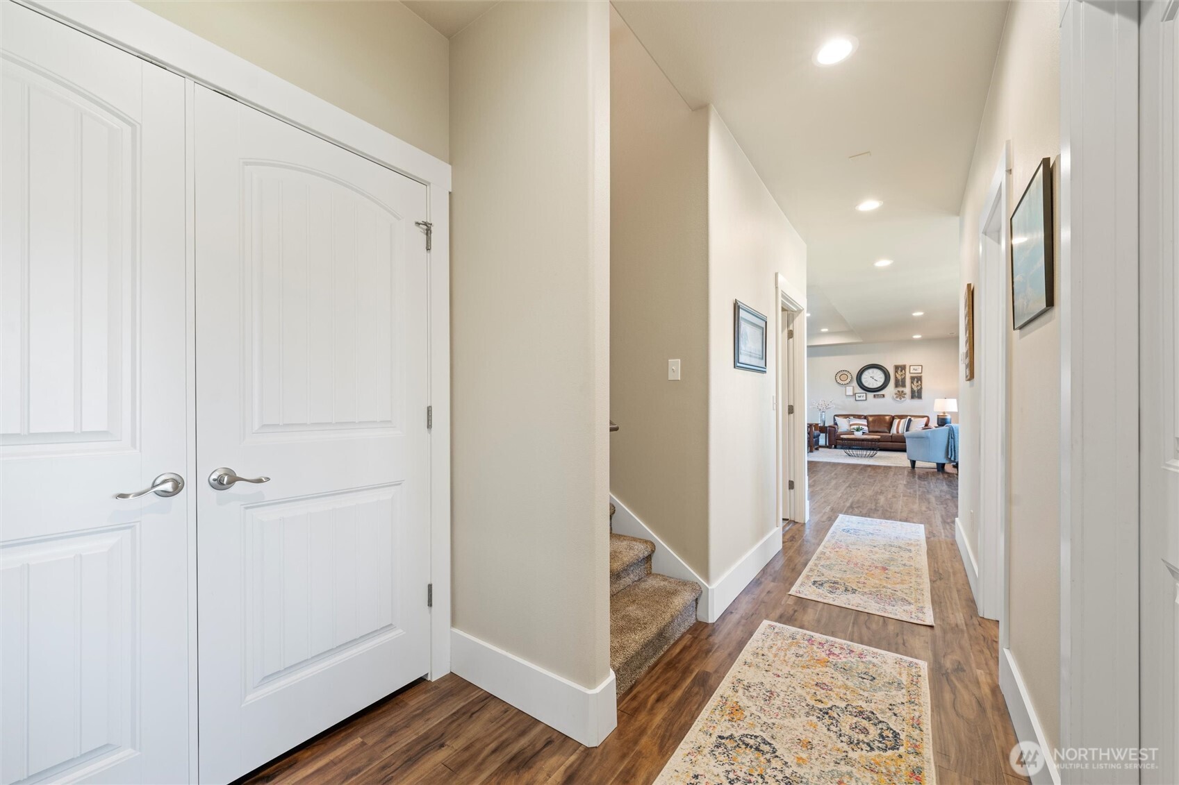 8125 Dune Lake Road Southeast Moses Lake, WA 98837 - Photo 29 of 40 a view of a hallway with wooden floor and closet