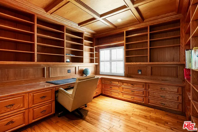 a view of cabinets and window