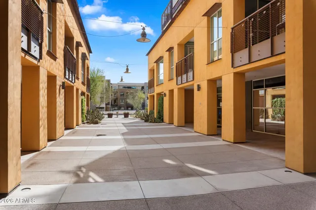 a view of a building along a city street
