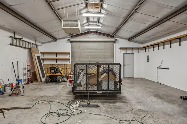 a view of a garage with rack