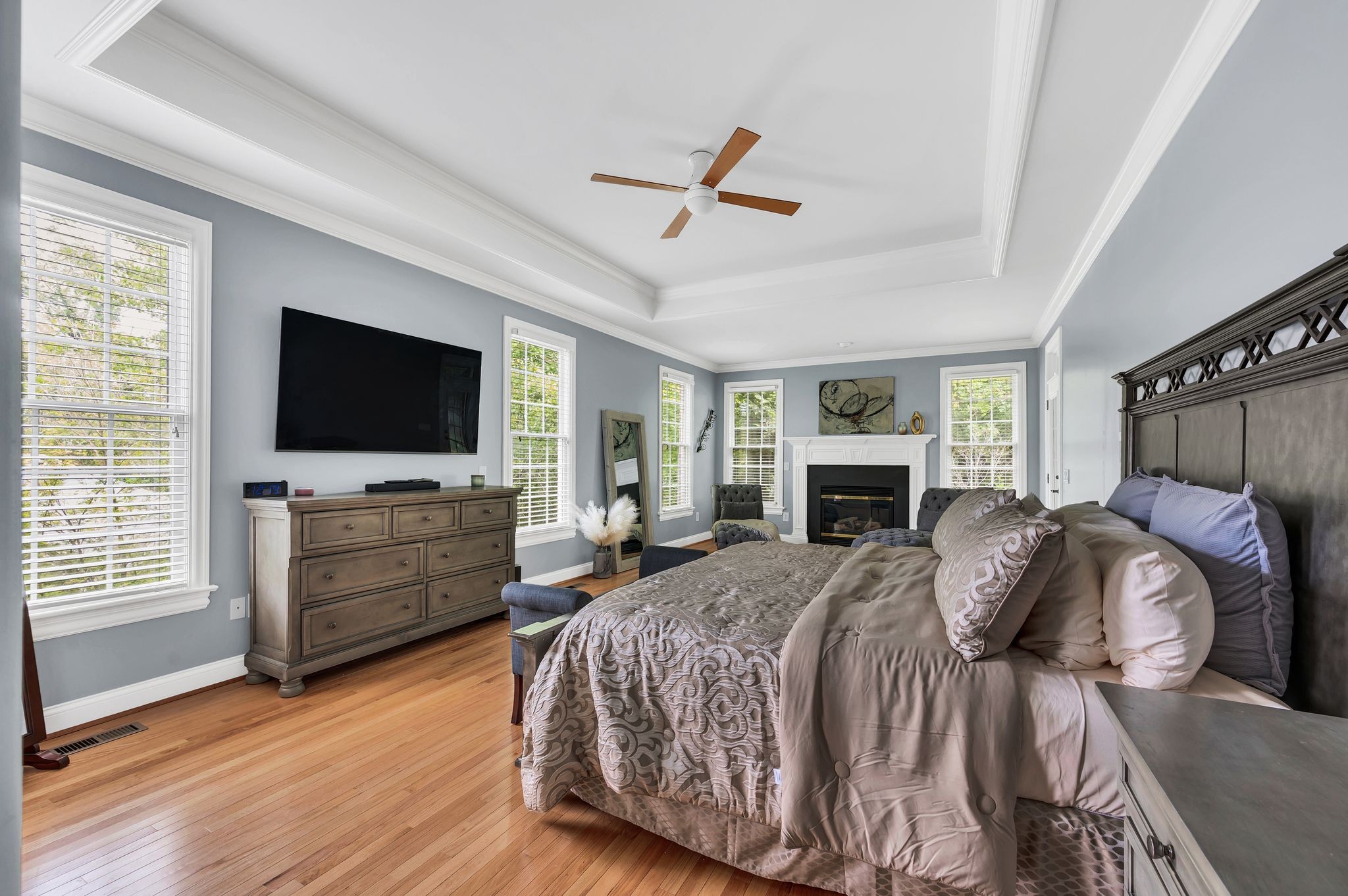 149 Allenhurst Circle Franklin, TN 37067 - Photo 30 of 66 a bedroom with a bed window and a flat screen tv