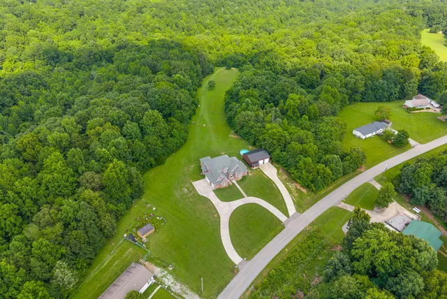 an aerial view of a house