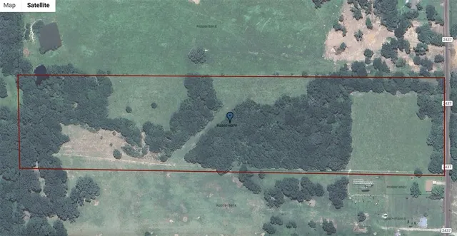 an aerial view of a houses with a yard