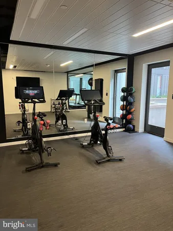 a view of a room with gym equipment