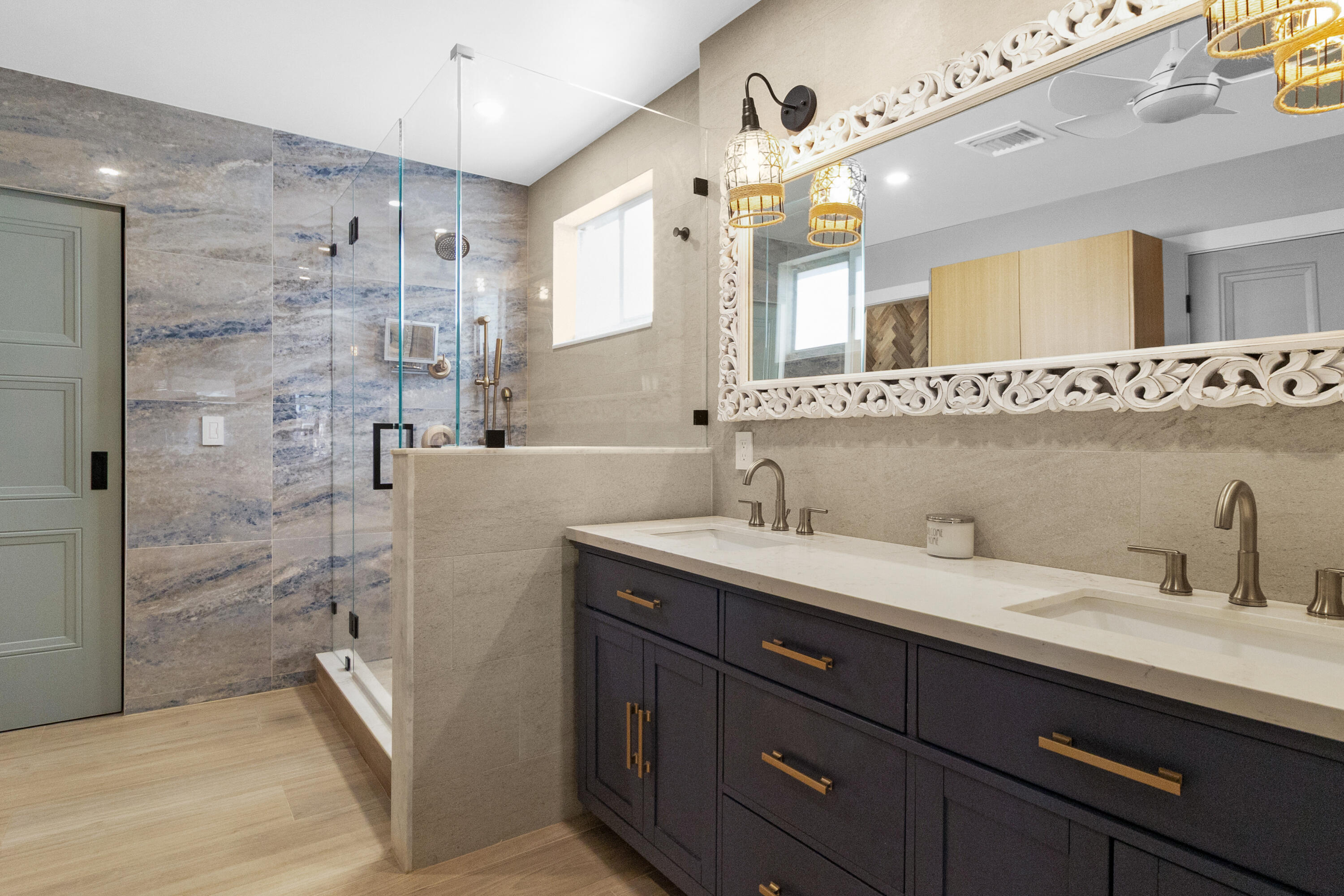 291 Southeast 5th Avenue Pompano Beach, FL 33060 - Photo 19 of 62 a bathroom with a granite countertop sink mirror and double