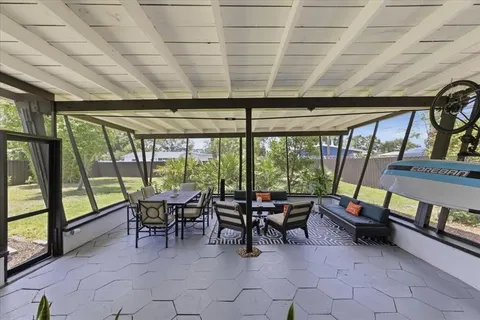a outdoor space with chairs