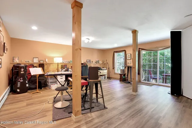 a view of parking garage with cars