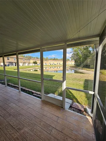 a view of a deck with wooden floor and floor