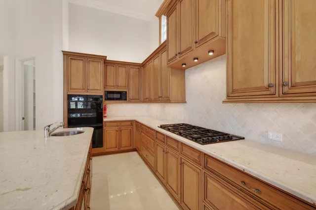an aerial view of residential houses with outdoor space and lake view