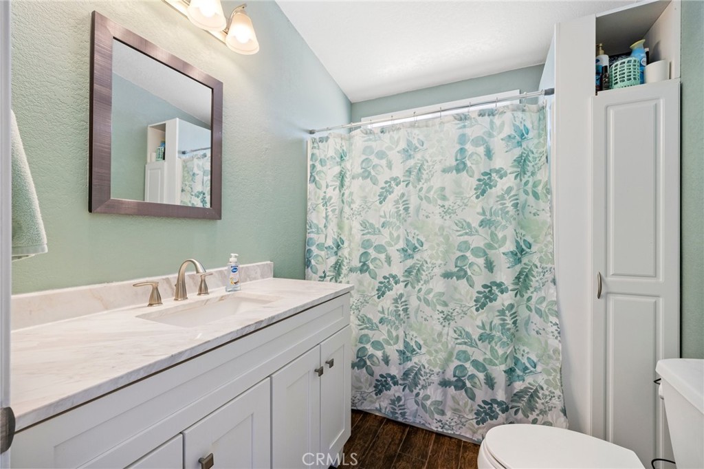 33415 Oracle Hill Road Palmdale, CA 93550 - Photo 16 of 44 a bathroom with a sink a toilet and a mirror