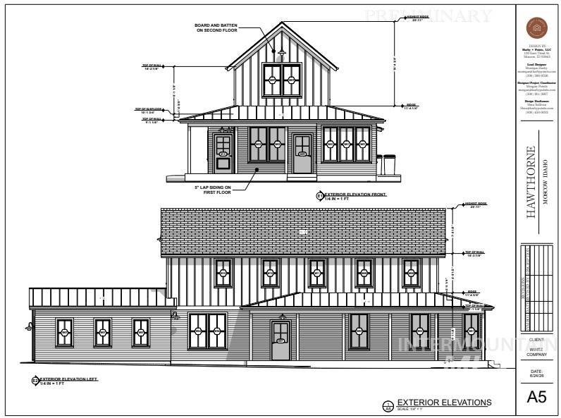 Tbd Tbd Cottage Lane Moscow, ID 83843 - Photo 5 of 14 Exterior Elevations. Displaying architectural plans for the property's exterior facades