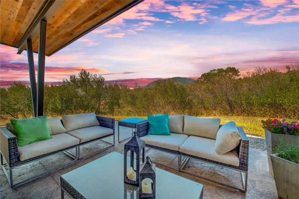 a view of a lake with a houses