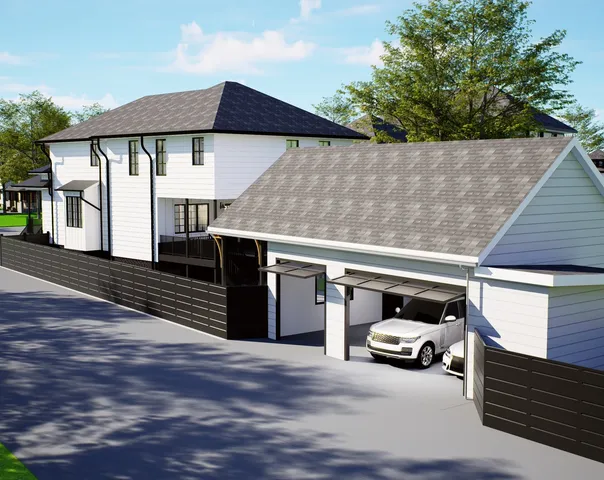 a view of a car park in front of house