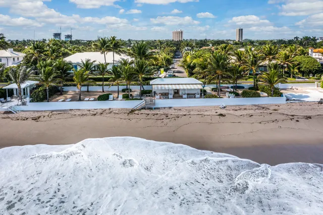 a view of a swimming pool and an outdoor space