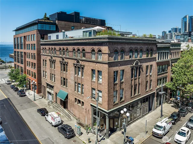 a view of a building from a balcony
