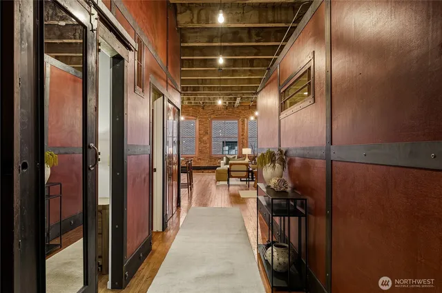 a outdoor living space with furniture and a fireplace