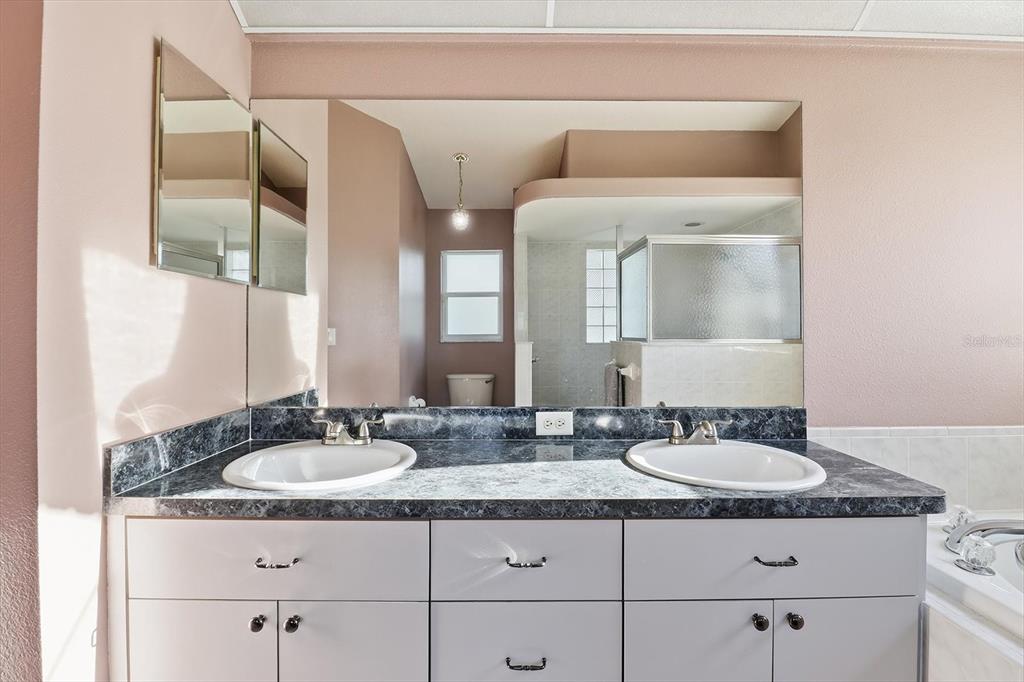 3 Ipomoea Court Homosassa, FL 34446 - Photo 23 of 46 a bathroom with a granite countertop sink and a mirror