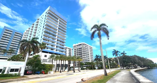 a front view of a multi story building